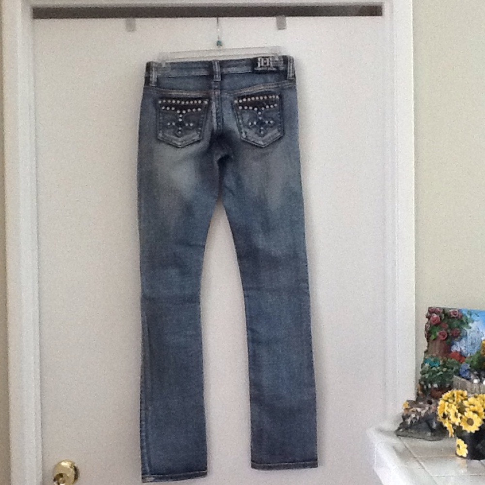 Request distressed decorated blue jeans pants - Picture 4 of 10
